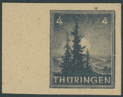 THÜRINGEN 93AYz2U , 1946, 4 Pf. Bläulichschwarzgrau, Spargummierung, Dickes Papier, Fallende Papierstreifung, Ungezähnt, - Sonstige & Ohne Zuordnung