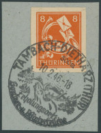 THÜRINGEN 96AXwU BrfStk, 1945, 8 Pf. Rotorange, Vollgummierung, Dickes Papier, Ungezähnt, Sonderstempel TAMBACH-DIETHARZ - Sonstige & Ohne Zuordnung