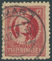 THÜRINGEN 97AXbat O, 1945, 12 Pf. Dunkelbräunlichrot, Vollgummierung, Gelblichgraues Papier, Zahnfehler, Feinst, R!, Kur - Andere & Zonder Classificatie