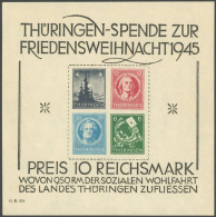 THÜRINGEN Bl. 2x , 1945, Block Weihnachten, Weißes Kartonpapier, Type III, Postfrisch, Minimaler Eckbug Unten Links Sons - Other & Unclassified