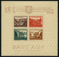 THÜRINGEN Bl. 4a , 1946, Brückenblock, Type I, Pracht, Mi. 420.- - Sonstige & Ohne Zuordnung