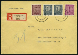 WEST-SACHSEN 136Xb,137Xa BRIEF, 1945, 40 Pf. Dunkelrotlila Und 60 Pf. Karmin, Wz. 1X, Mit 2x Mi.Nr. 151Y Auf Einschreibb - Andere & Zonder Classificatie