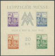 WEST-SACHSEN Bl. 5Ya , 1946, Block Leipziger Messe, Wz. 1Y, Postfrisch, Feinst, Mi. 250.- - Sonstige & Ohne Zuordnung