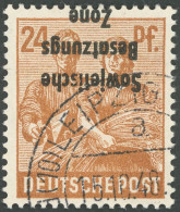 ALLGEMEINE-AUSGABEN 190K O, 1948, 24 Pf. Braunorange, Kopfstehender Aufdruck, Pracht, Mi. 80.- - Altri & Non Classificati