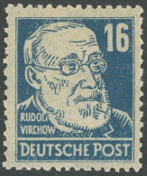 ALLGEMEINE-AUSGABEN 218ay , 1948, 16 Pf. Preußischblau Virchow, Senkrechte Borkengummierung, Postfrisch, Pacht, Mi. 100. - Altri & Non Classificati