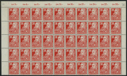 DDR 335vaXII , 1953, 30 Pf. Rot Engels, Gestrichenes Papier, Wz. 2XII, 50x Im Bogenteil, Pracht, Mi. 1250.- - Usati