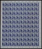 DDR 339vaXI , 1952, 80 Pf. Thälmann, Gestrichenes Papier, Wz. 2XI, Im Bogen (100), Dabei 2x Plattenfehler 339PFIII (Feld - Otros & Sin Clasificación