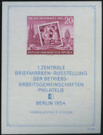 DDR Bl. 10III , 1954, Block Briefmarken-Ausstellung Mit Abart Punkt über Rechtem Oberem Block-Einfassungsornament, Prach - Andere & Zonder Classificatie