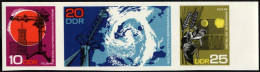 DDR 1343-45U , 1968, 75 Jahre Meteorologisches Hauptobservatorium, Ungezähnter Dreierstreifen, Pracht - Gebraucht