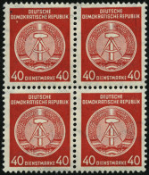 DIENSTMARKEN A D 33XI VB , 1956, 40 Pf. Rot, Faserpapier, Wz. 2XI, Im Viererblock, Pracht, Gepr. Jahn, Mi. 320.- - Andere & Zonder Classificatie