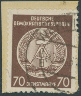 DIENSTMARKEN A D 41yAY BrfStk, 1958, 70 Pf. Rötlichbraun, Wz. 3Y, Gefasertes Papier, Prachtbriefstück, Gepr. König, Mi.  - Autres & Non Classés