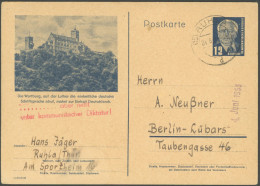 GANZSACHEN P 47/07 BRIEF, 1953, 12 Pf. Wartburg Nach Westberlin Mit Rotem Handstempel ...aber Nicht Unter Kommunistische - Otros & Sin Clasificación