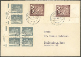 BERLIN 1958, 1 Pf. Brandenburger Tor Mit HAN 615339 2, 2-mal, Mit 2 Bogenecken Mi.Nr. 160 (Form Nr. 1 Und 4) Auf Portoge - Sonstige & Ohne Zuordnung