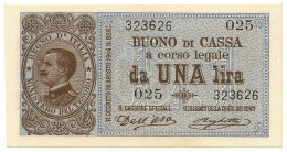 1 LIRA BUONO DI CASSA EFFIGE VITTORIO EMANUELE III 02/09/1914 QFDS - Andere