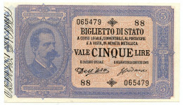 5 LIRE BIGLIETTO DI STATO EFFIGE UMBERTO I 01/03/1883 SUP+ - Regno D'Italia – Autres