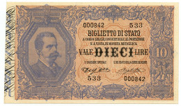 10 LIRE BIGLIETTO DI STATO EFFIGE UMBERTO I 25/10/1892 SPL- - Regno D'Italia – Autres