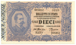 10 LIRE BIGLIETTO DI STATO EFFIGE UMBERTO I 28/12/1917 SUP+ - Regno D'Italia - Altri