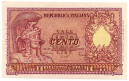 100 LIRE BIGLIETTO DI STATO ITALIA ELMATA DI CRISTINA 31/12/1951 QFDS - Andere & Zonder Classificatie