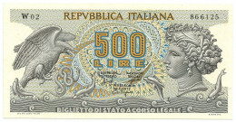 500 LIRE BIGLIETTO DI STATO ARETUSA SERIE SPEC.LE SOSTITUTIVA W02 20/06/1966 FDS - Andere & Zonder Classificatie