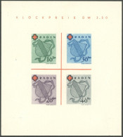 BADEN Bl. 2II/IV , 1949, Block Rotes Kreuz, Type IV: Roter Punkt Oben Links Am E In Blockpreis, Pracht, Mi. 140.- - Andere & Zonder Classificatie