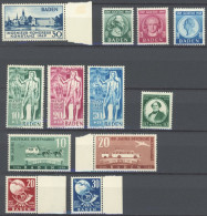 BADEN 46I-57 , 1949, Konstanz I - UPU, 12 Postfrische Prachtwerte, Mi. 161.50 - Otros & Sin Clasificación