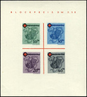 RHEINLAND PFALZ Bl. 1I/V , 1949, Block Rotes Kreuz, Type V: Roter Querbalken Des B In Blockpreis Verdickt, Pracht, Mi. 1 - Sonstige & Ohne Zuordnung