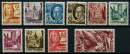 WÜRTTEMBERG 28-37 , 1948, Freimarken, Ohne Währungsangabe, Prachtsatz, Mi. 200.- - Autres & Non Classés