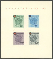 WÜRTTEMBERG Bl. 1I/III , 1949, Block Rotes Kreuz, Type III: Zwei Blaue Schräglinien Rechts Von Der 30, Pracht, Mi. 160.- - Altri & Non Classificati