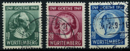 WÜRTTEMBERG 44-46 O, 1949, Goethe, Prachtsatz, Gepr. Schlegel, Mi. 110.- - Andere & Zonder Classificatie
