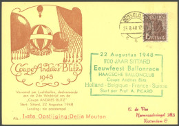 AMERIK. U. BRITISCHE ZONE 41II BRIEF, 1948, 15 Pf. Netzaufdruck Auf Karte Internationales Ballonrace Mit Ballon DELIA MO - Autres & Non Classés