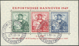 AMERIK. U. BRITISCHE ZONE Bl. 1a O, 1949, Block Exportmesse, Ersttags-Sonderstempel, Pracht, Mi. (250.-) - Autres & Non Classés