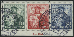 AMERIK. U. BRITISCHE ZONE 103-05aI O, 1949, Exportmesse Im Dreierstreifen, Pracht, Gepr. Schlegel, Mi. 180.- - Otros & Sin Clasificación