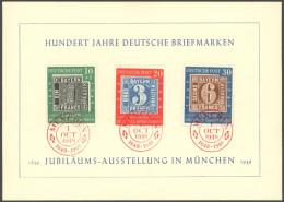 BUNDESREPUBLIK 113-15 BrfStk, 1949, 100 Jahre Briefmarken Mit Roten Sonderstempeln, Prachtkarte - Andere & Zonder Classificatie