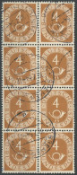 BUNDESREPUBLIK 124 O, 1951, 4 Pf. Posthorn Im Senkrechten Achterblock, üblich Gezähnt Pracht - Andere & Zonder Classificatie