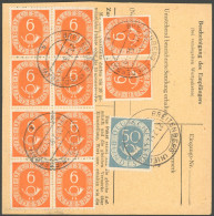 BUNDESREPUBLIK 126 BRIEF, 1954, 6 Pf. Posthorn Im Achterblock Und Waagerechten Paar Und 50 Pf. Posthorn Zusatzfrankatur  - Otros & Sin Clasificación