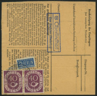 BUNDESREPUBLIK 133 Paar BRIEF, 1954, 40 Pf. Posthorn Im Waagerechten Paar Als Seltene Mehrfachfrankatur Auf Paketkarte A - Storia Postale