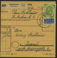 BUNDESREPUBLIK 138 BRIEF, 1953, 90 Pf. Posthorn, Einzelfrankatur Auf Paketkarte Aus JANDELSBRUNN, Pracht - Storia Postale