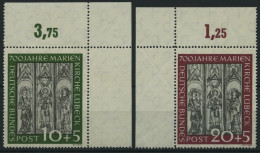 BUNDESREPUBLIK 139/40 , 1951, Marienkirche, Je Aus Der Oberen Bogenecke, Pracht - Unused Stamps