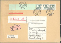 BUNDESREPUBLIK 999RE BRIEF, 1979, 230 Pf. Burg Lichtenberg, 3 Mal Als Rollenende, Mit 4 Leerfeldern Auf Wertbrief 500 DM - Other & Unclassified