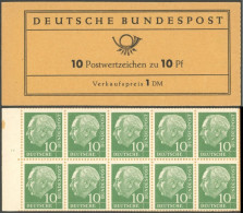 ZUSAMMENDRUCKE MH 6cb , 1960, Markenheftchen Heuss Lumogen, Erstauflage, Mit Druckereizeichen 5 (nur Die Obere Hälfte Le - Sonstige & Ohne Zuordnung