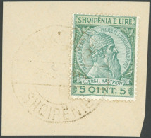 ALBANIEN 30 BrfStk, 1914, 5 Q. Blaugrün/grün, Goldener Stempel SHKODER, Pracht - Albanien