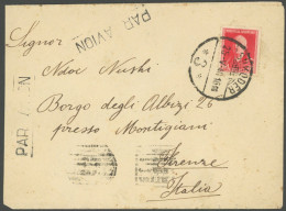 ALBANIEN 303 BRIEF, 1940, 15 Q. Rot, Einzelfrankatur Auf Luftpostbrief Nach Italien, Pracht, R! - Albania