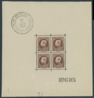 BELGIEN 186KB , 1924, 5 Fr. Internationale Briefmarkenausstellung Im Kleinbogen (4), Pracht, Mi. 420.- - Other & Unclassified