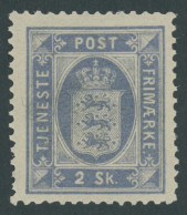 DIENSTMARKEN D1 , 1871, 2 S. Ultramarin, Falzrest, Pracht, Mi. 200.- - Dienstzegels