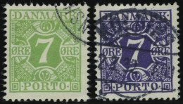 PORTOMARKEN P 12,21 O, 1927/30, 7 ø Gelbgrün Und Bläulichviolett, 2 Prachtwerte, Mi. 64.- - Altri & Non Classificati