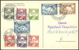 GRÖNLAND - DÄNISCHE POST 1-7,26/7 BRIEF, 1948, Mi.Nr. 1-7 Und 26/7 Auf Pearyland Expeditionskarte Mit Expeditionsstempel - Otros & Sin Clasificación