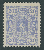 FINNLAND 16By , 1881, 20 P. Blau, Gezähnt L 121/2, Falzrest, Pracht, Mi. 70.- - Sonstige & Ohne Zuordnung