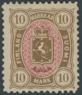 FINNLAND 26b , 1887, 10 M. Gelbbraun/rot, Falzreste, Gepr. Köhler Und Starauscheck, Mi. 700.- - Other & Unclassified