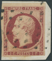 FRANKREICH 17a BrfStk, 1853, 1 Fr. Karmin, Unten Rechts Berührt Sonst Voll-breitrandiges Prachtstück, Signiert, Mi. 4200 - Otros & Sin Clasificación