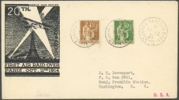 FRANKREICH 273,275 BRIEF, 1934, Erster Deutscher Luftangriff Vor 20 Jahren, Sonderumschlag In Die USA, Pracht - Sonstige & Ohne Zuordnung
